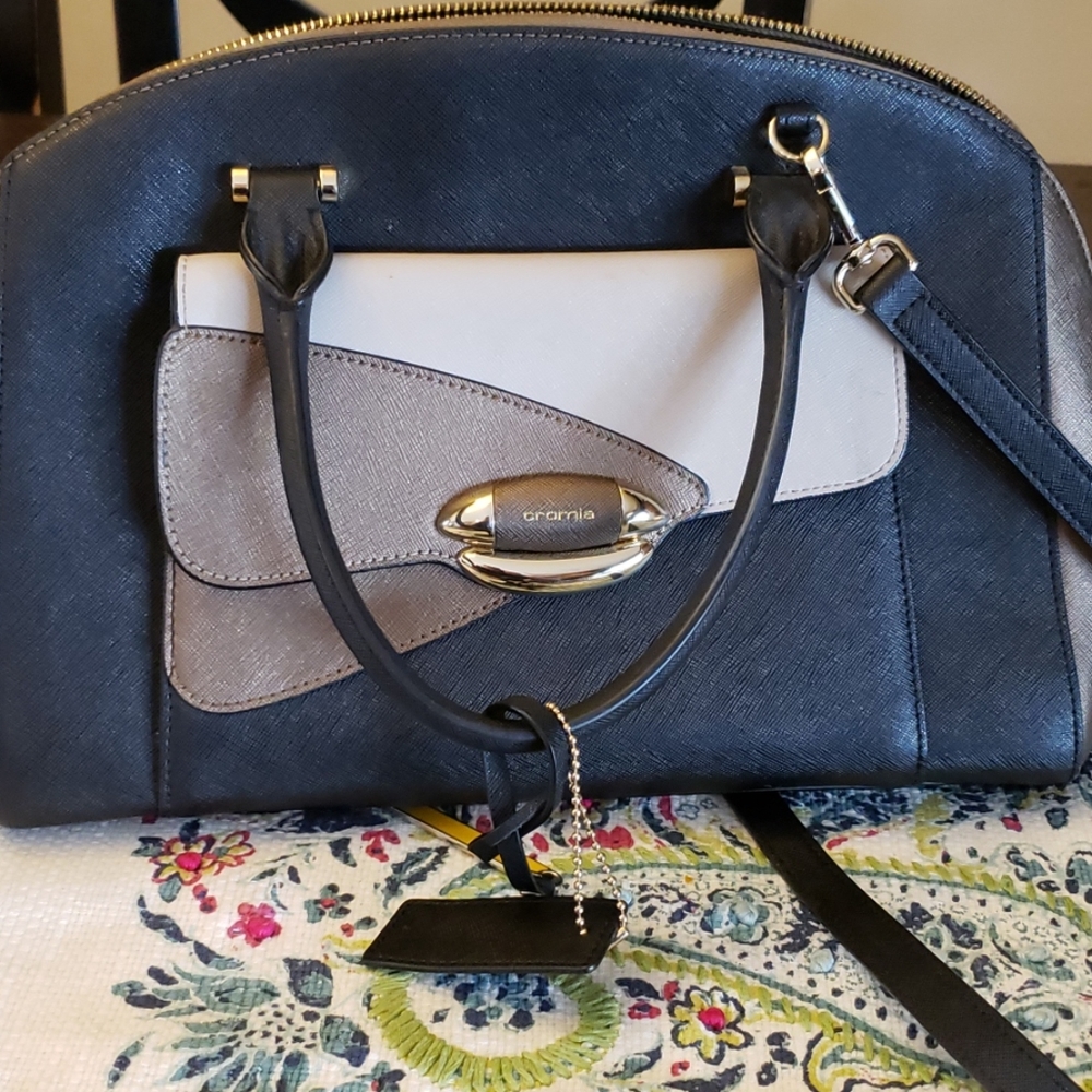 Cromia Leather Bowler Satchel Handbag